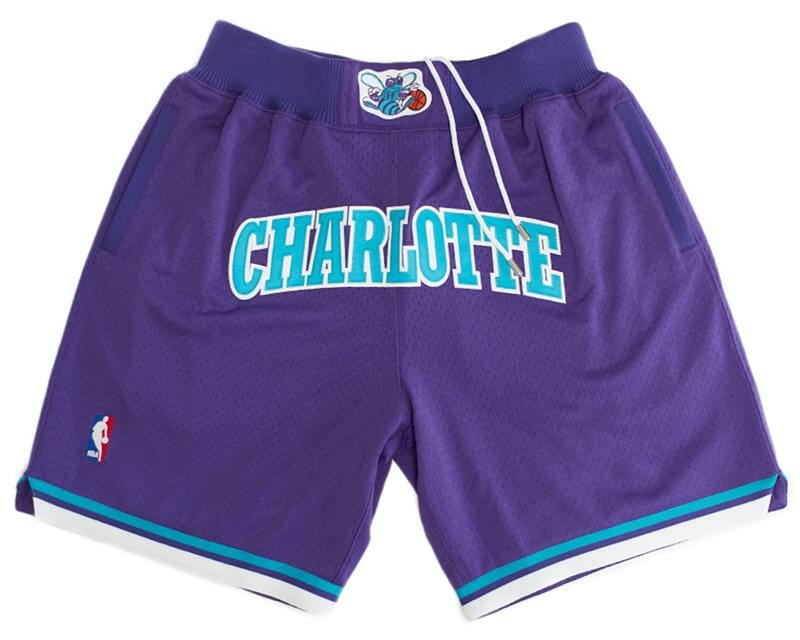 Men Charlotte Hornets Shorts PURPLE Shorts All Stitched
