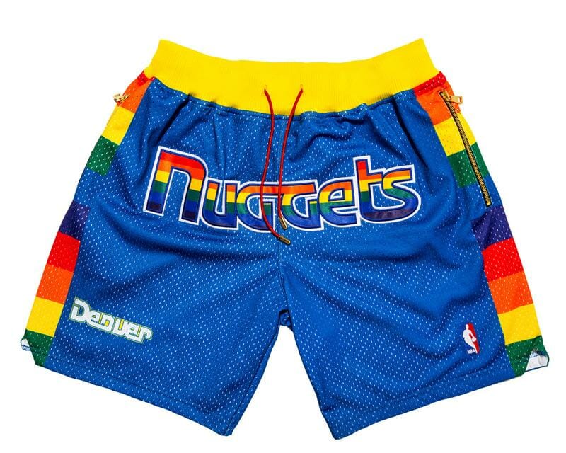 Men Denver Nuggets Shorts Blue Shorts All Stitched