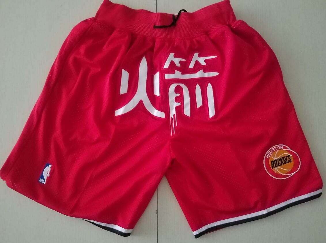 Men Houston Rockets RED Chinese New Year Shorts All Stitched