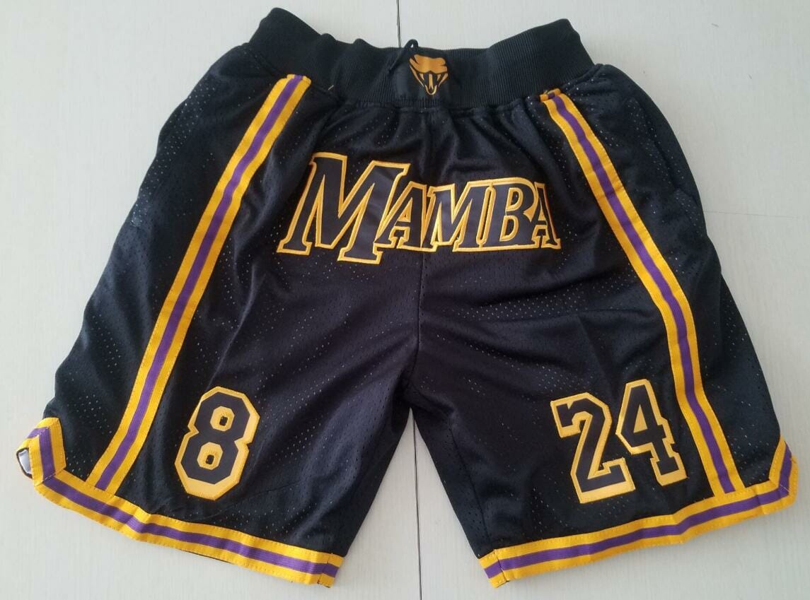 Men Lakers Black Mamba Shorts All Stitched