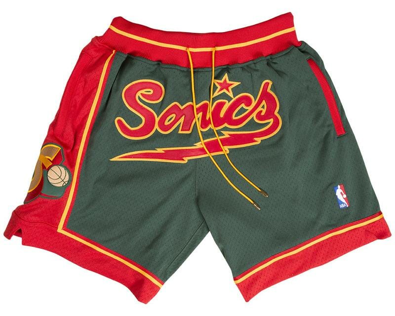 Men Supersonics Shorts Green All Stitched