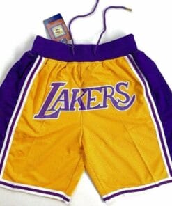 Men's Yellow Lakers Shorts All Stitched