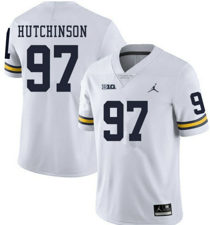 Michigan Wolverines #97 Aidan Hutchinson White College Football Jersey