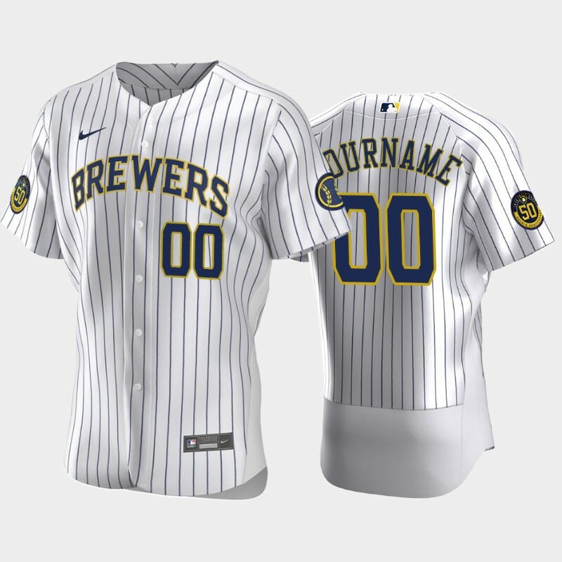 Milwaukee Brewers Custom Name Number Baseball Jersey White Stitched