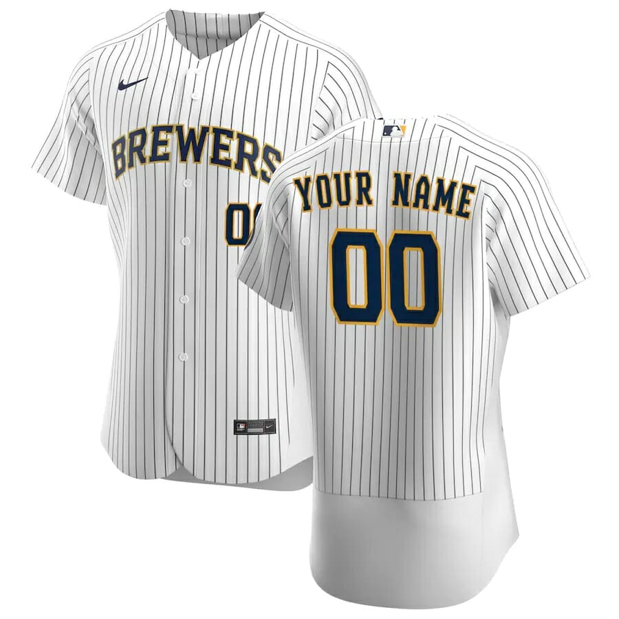 Milwaukee Brewers Custom Name Number Baseball Patch Jersey White