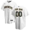 Milwaukee Brewers Custom Name Number Baseball Replica Jersey White