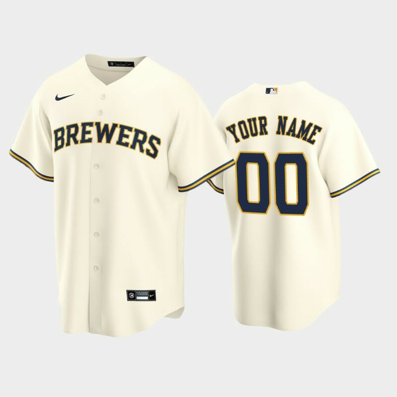 Milwaukee Brewers Custom Name Number Home Baseball Jersey Cream