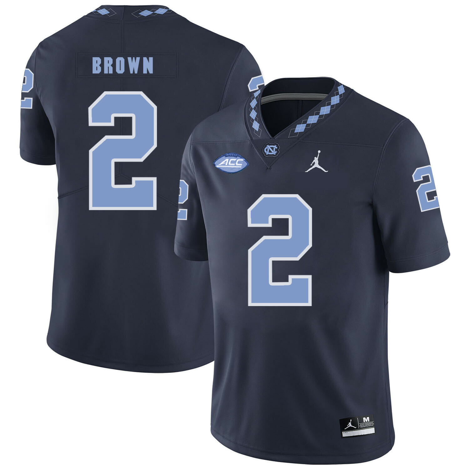 North Carolina Tar Heels #2 Jordon Brown NCAA Football Jersey Black