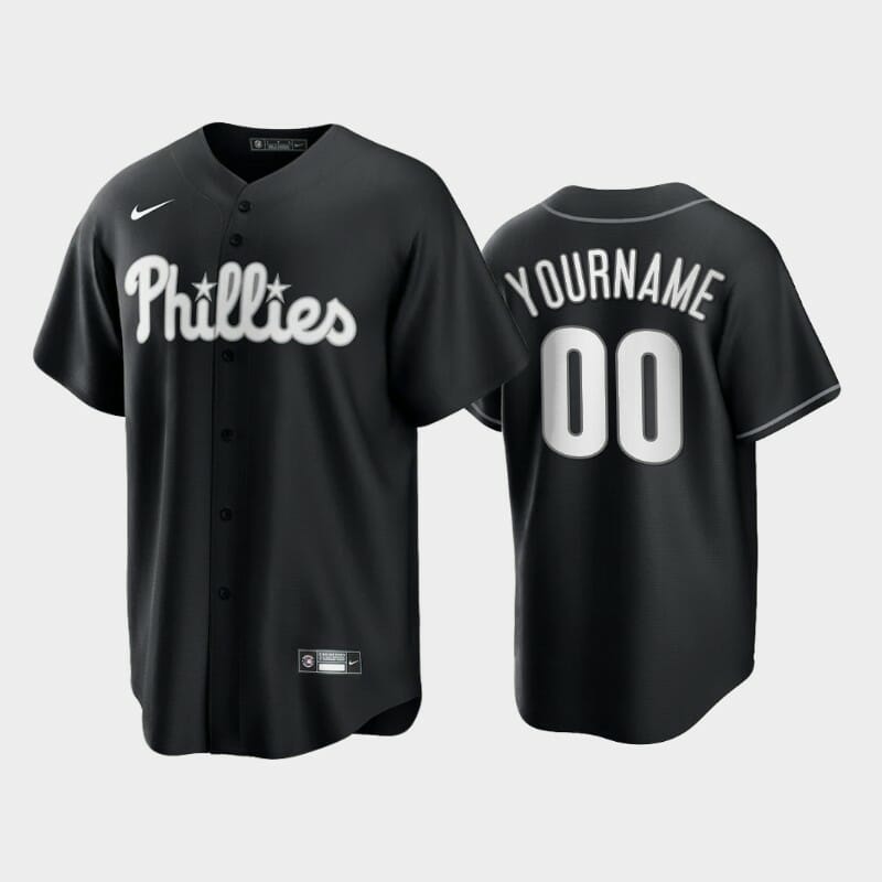Philadelphia Phillies Custom Name Number Replica Jersey Black