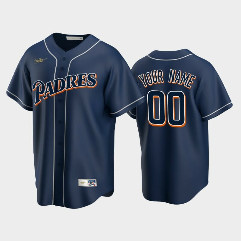 San Diego Padres Custom Name Number Cooperstown Baseball Jersey Navy