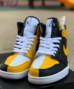 Alternative view of Air Jordan 1 Mid Black And Yellow Yin Yang