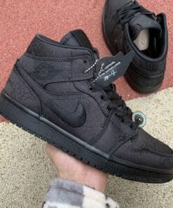 Alternative view of Air Jordan 1 Mid Black Silk