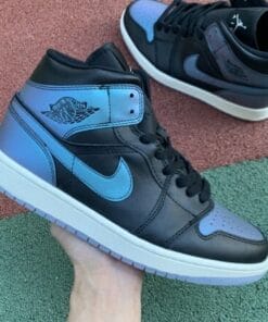 Alternative view of Air Jordan 1 Mid Black Turquoise Chameleon