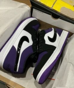 Alternative view of Air Jordan 1 Low Black Purple Grape