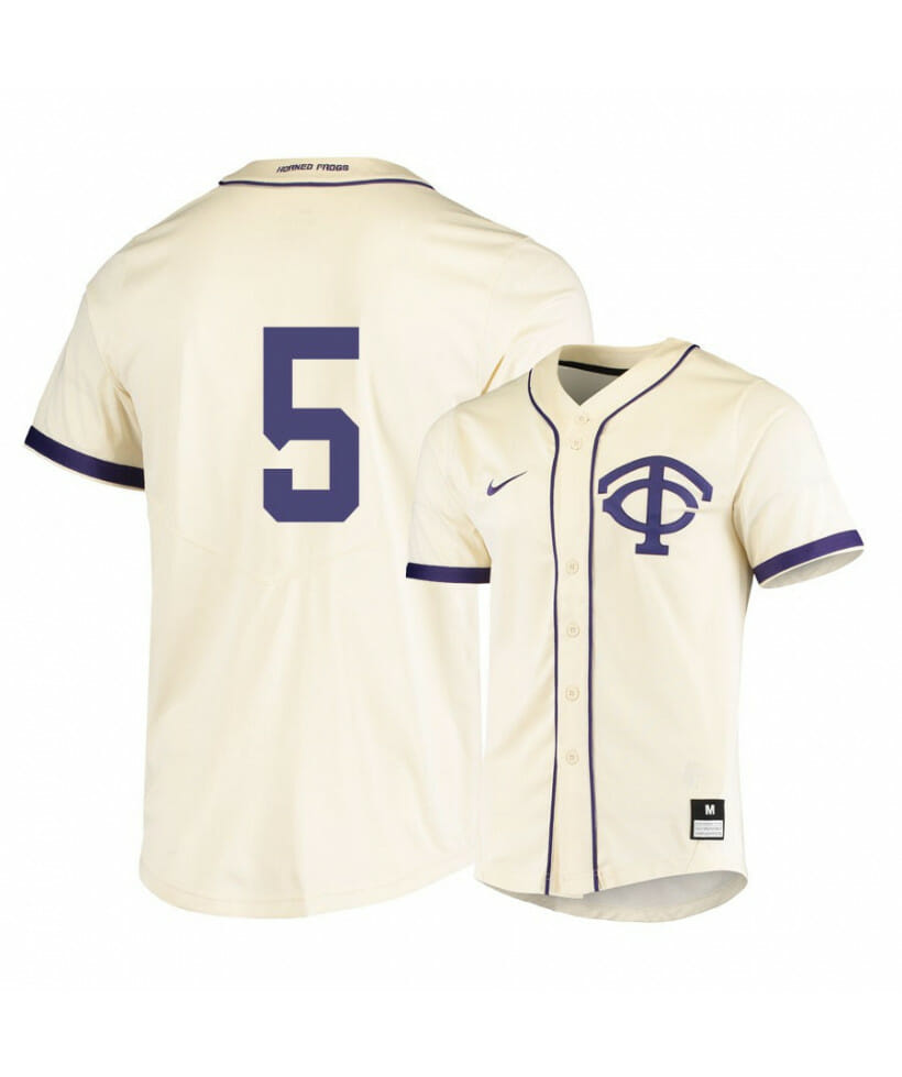 TCU Horned Frogs 5 Sam Thompson White Elite Baseball Jersey