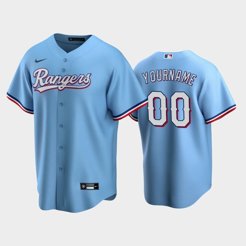 Texas Rangers Custom Name Number Coolbase Baseball Jersey Light Blue