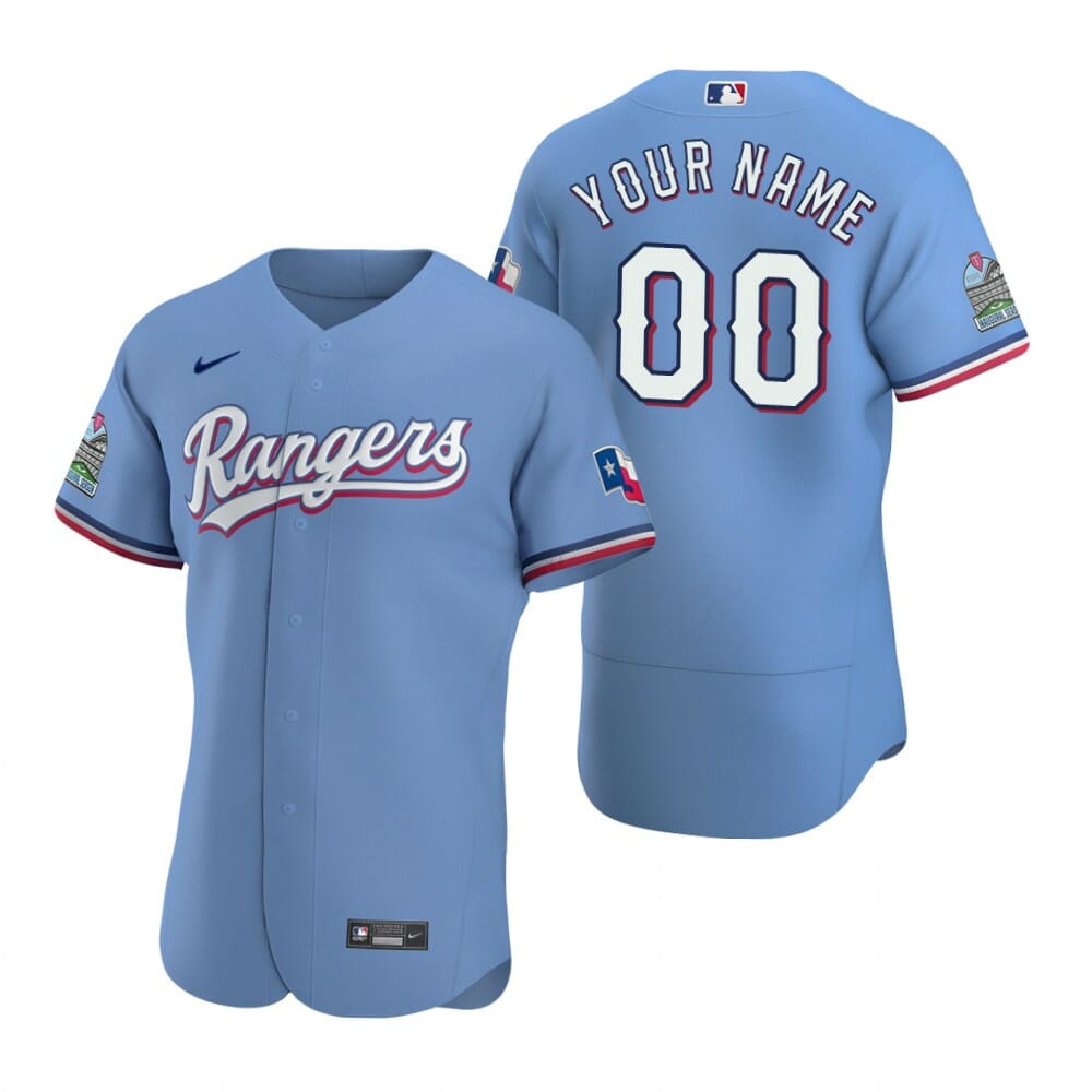 Texas Rangers Custom Name Number Flexbase Baseball Jersey Light Blue