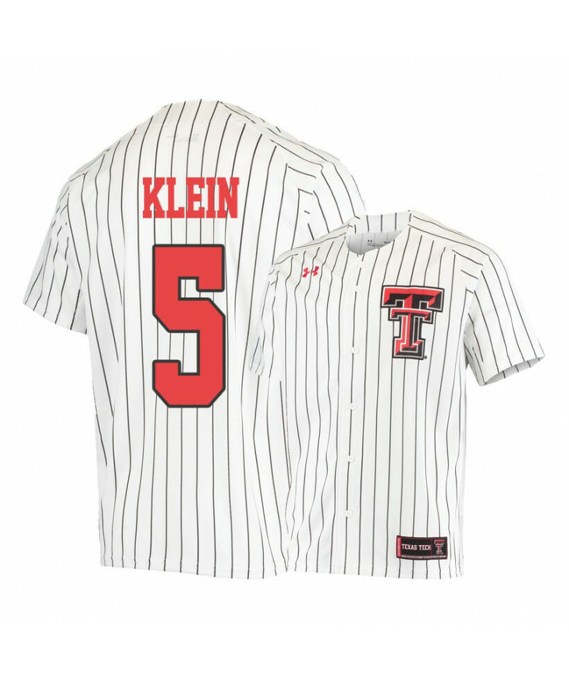 Texas Tech Red Raiders 5 Brian Klein White College Baseball Jersey