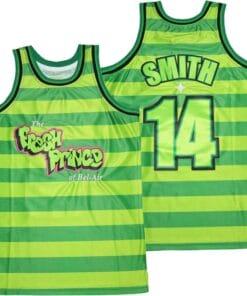 The Fresh Prince Of Belair #14 Smith Movie Basketball Jersey Green