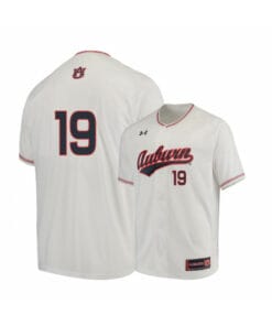 Under Armour Auburn Tigers 19 Brody Moore White Blue Baseball Jersey
