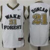 Wake Forest Demon Deacons Black #21 Tim Duncan NCAA Basketball Jersey White