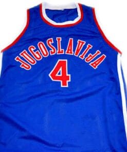 Alternative view of Drazen Petrovic #4 Jugoslavija Basketball Jersey Blue