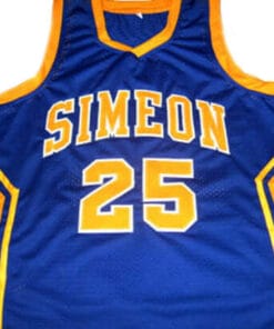 Alternative view of Derrick Rose #25 Simeon High School Basketball Jersey Blue