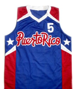 Alternative view of Jose JJ Barea #5 Puerto Rico Basketball Jersey Blue