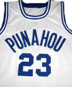 Alternative view of Barack Obama #23 Punahou High School Basketball Jersey White