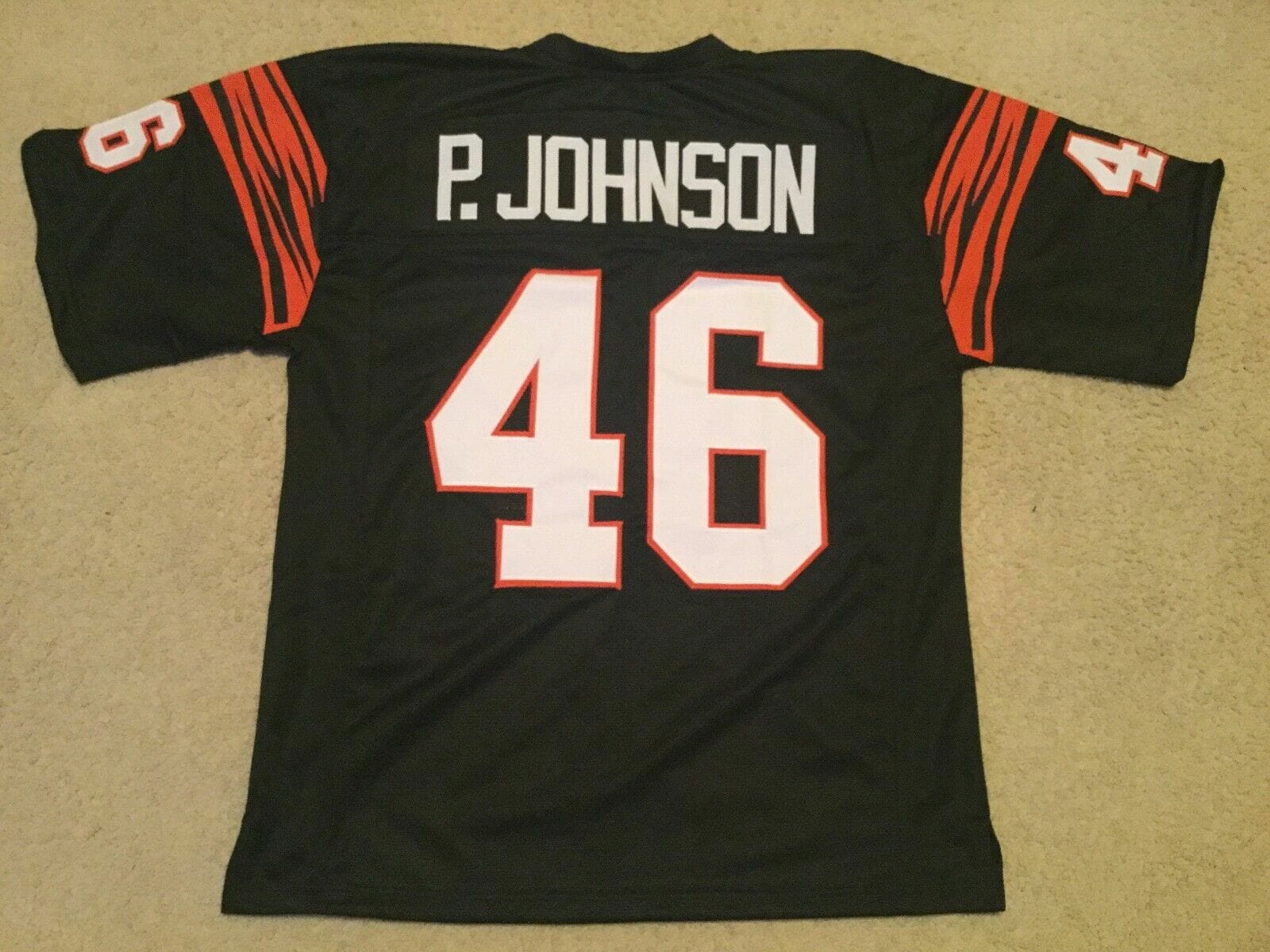 UNSIGNED CUSTOM Sewn Stitched Pete Johnson Black Jersey