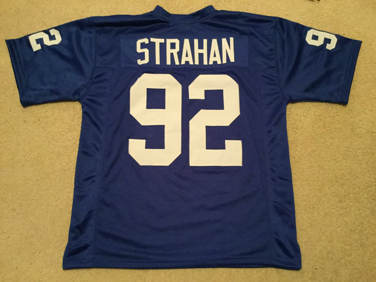 UNSIGNED CUSTOM Sewn Stitched Michael Strahan Blue Jersey