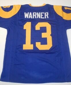 UNSIGNED CUSTOM Sewn Stitched Kurt Warner Blue Jersey
