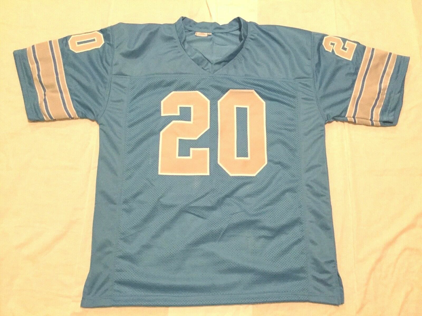 UNSIGNED CUSTOM Sewn Stitched Lem Barney Blue Jersey