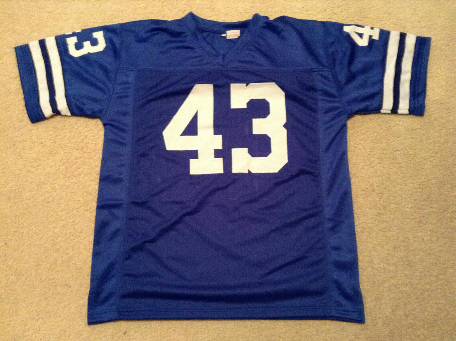 UNSIGNED CUSTOM Sewn Stitched Cliff Harris Blue Jersey - Image 2