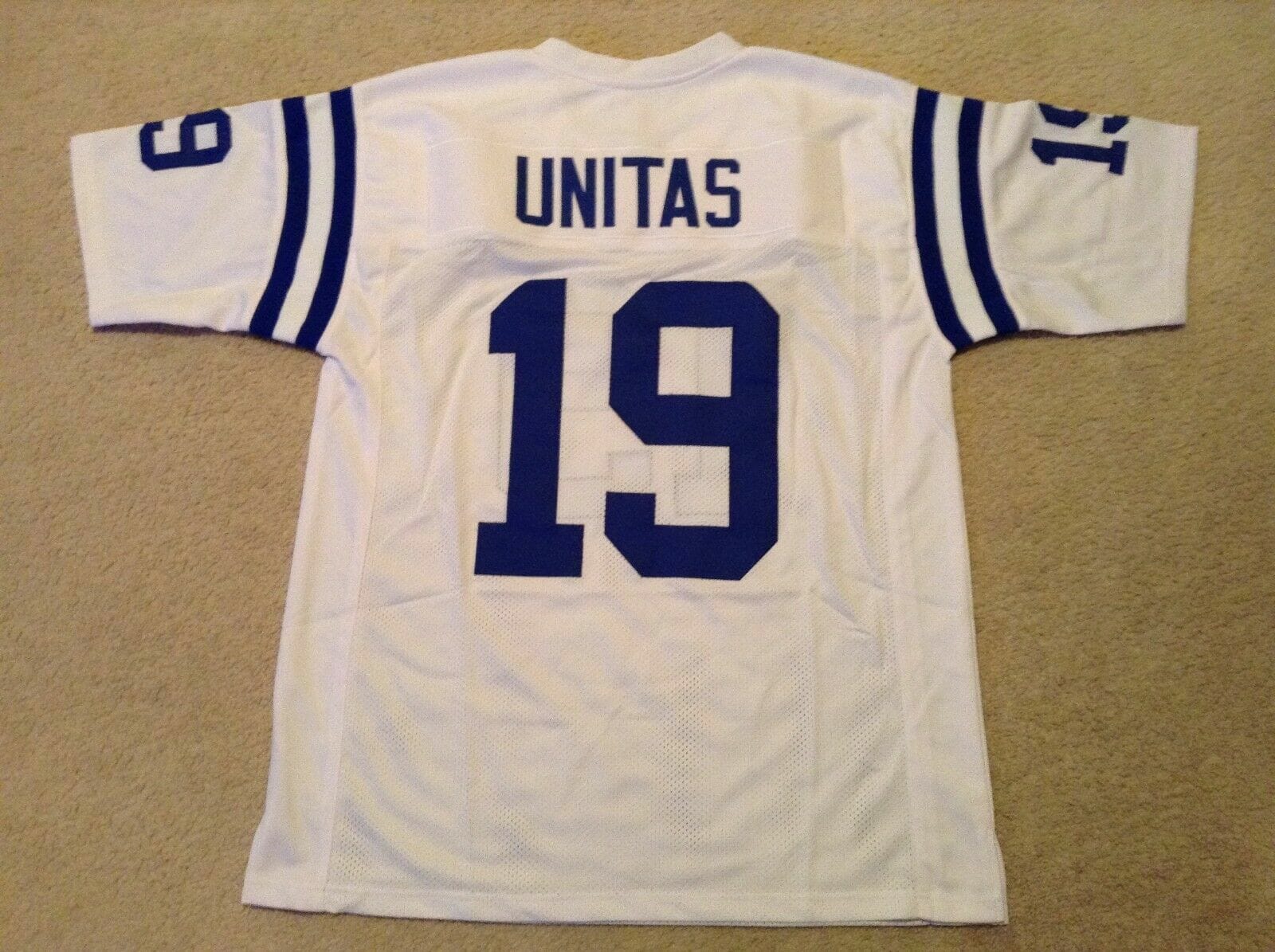 UNSIGNED CUSTOM Sewn Stitched Johnny Unitas White Jersey