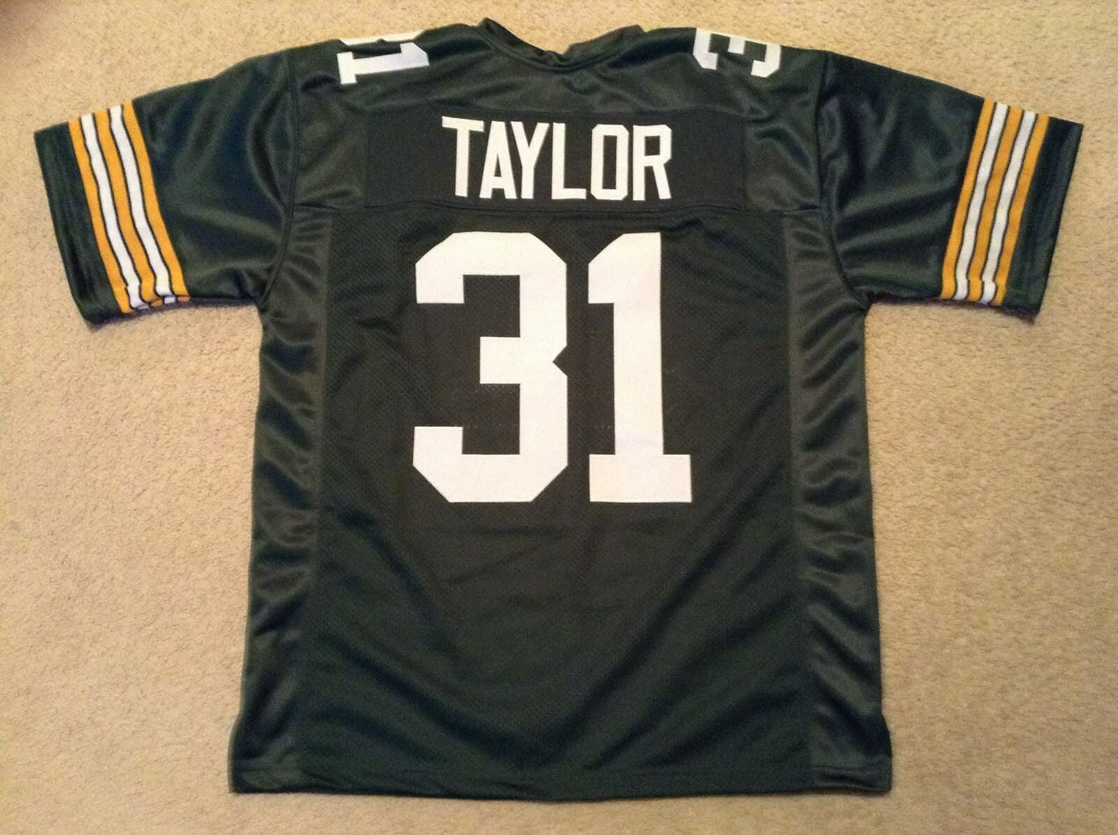 UNSIGNED CUSTOM Sewn Stitched Jim Taylor Green Jersey