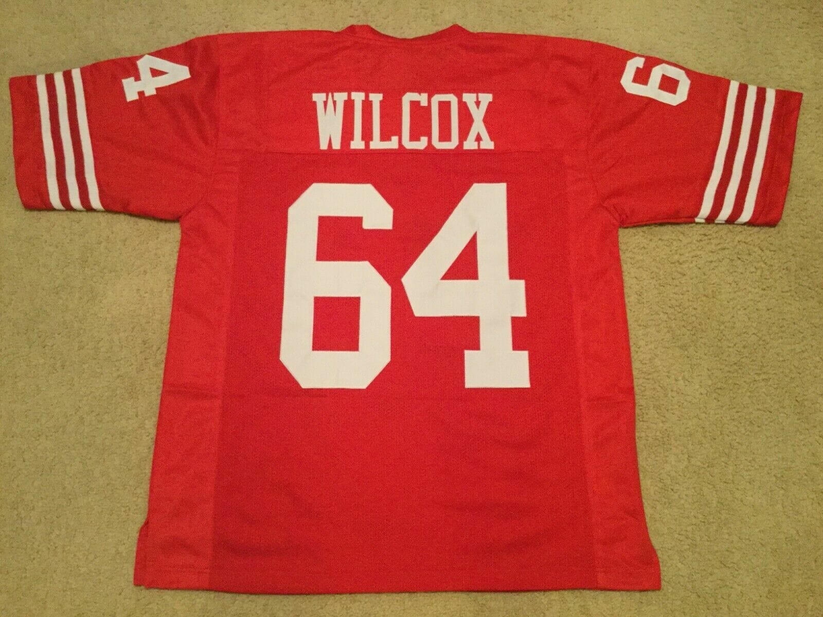 UNSIGNED CUSTOM Sewn Stitched Dave Wilcox Red Jersey