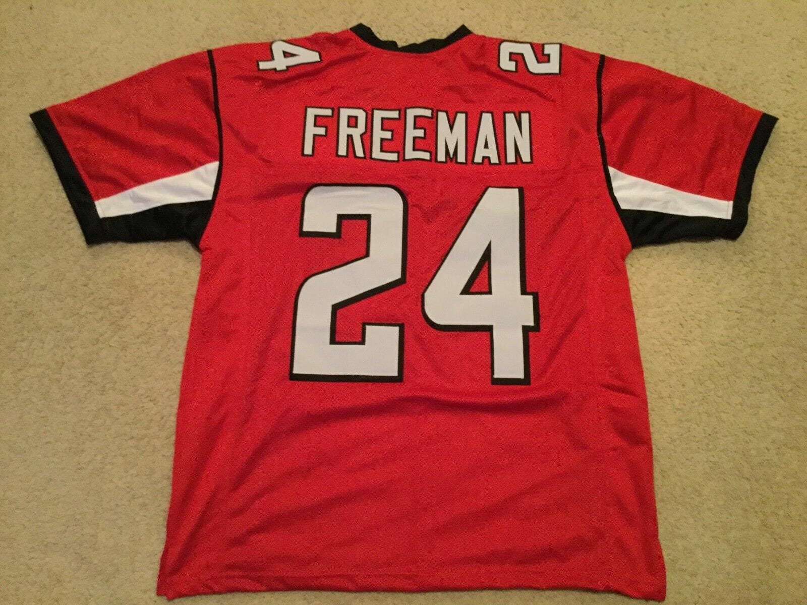 UNSIGNED CUSTOM Sewn Stitched Devonta Freeman Red Jersey