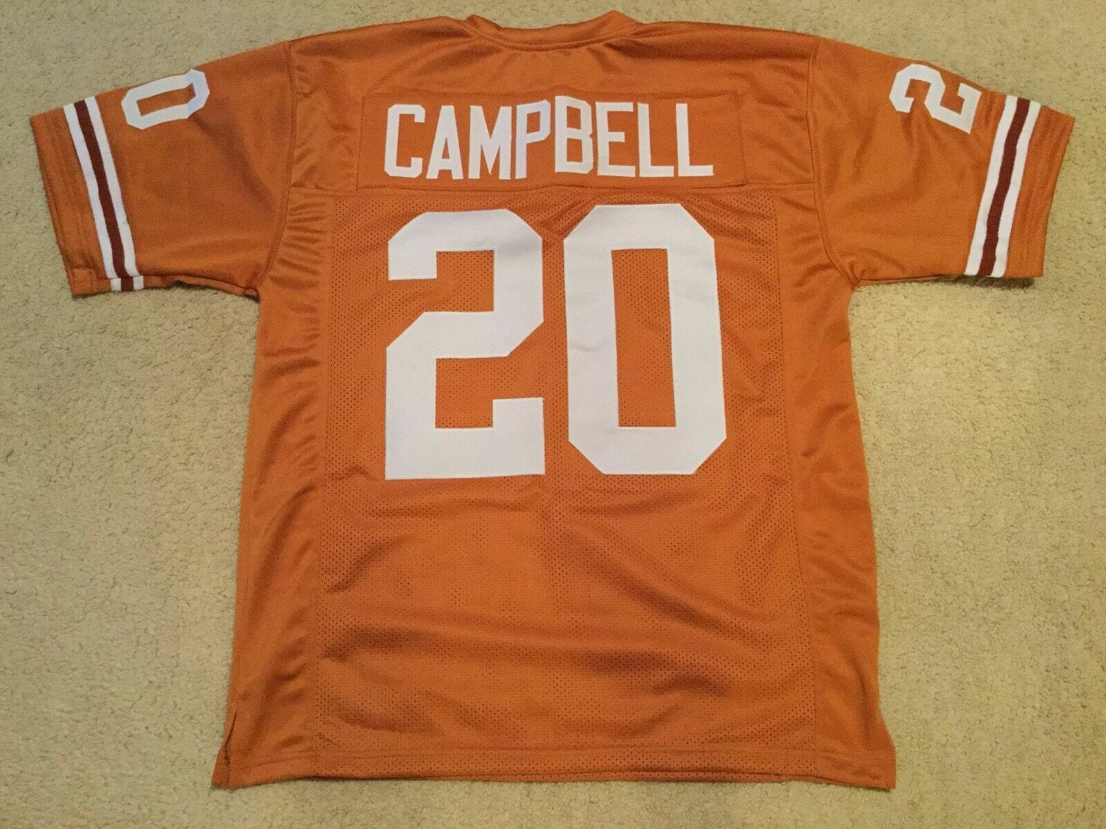 UNSIGNED CUSTOM Sewn Stitched Earl Campbell Burnt Orange Jersey