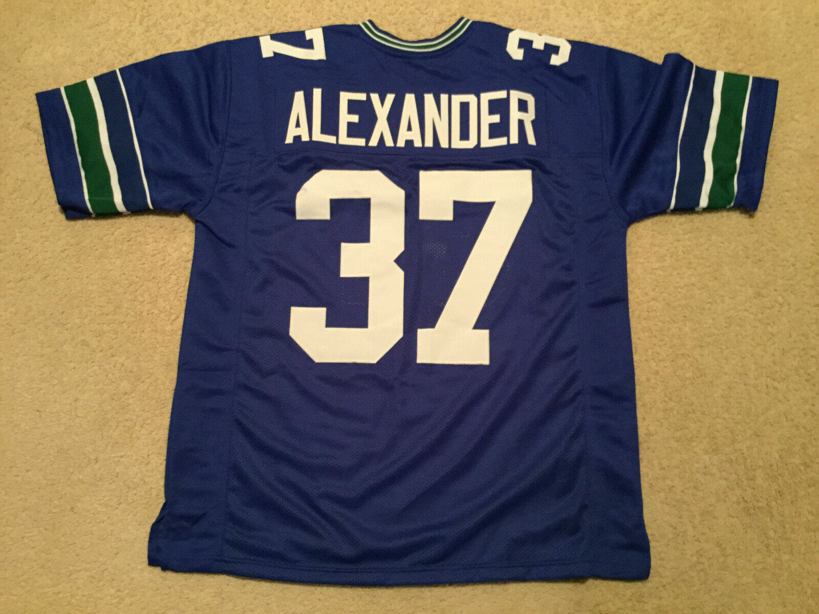 UNSIGNED CUSTOM Sewn Stitched Shaun Alexander Blue Jersey