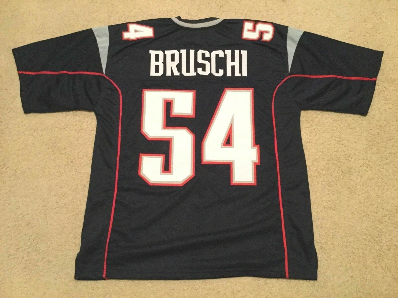 UNSIGNED CUSTOM Sewn Stitched Tedy Bruschi Blue Jersey