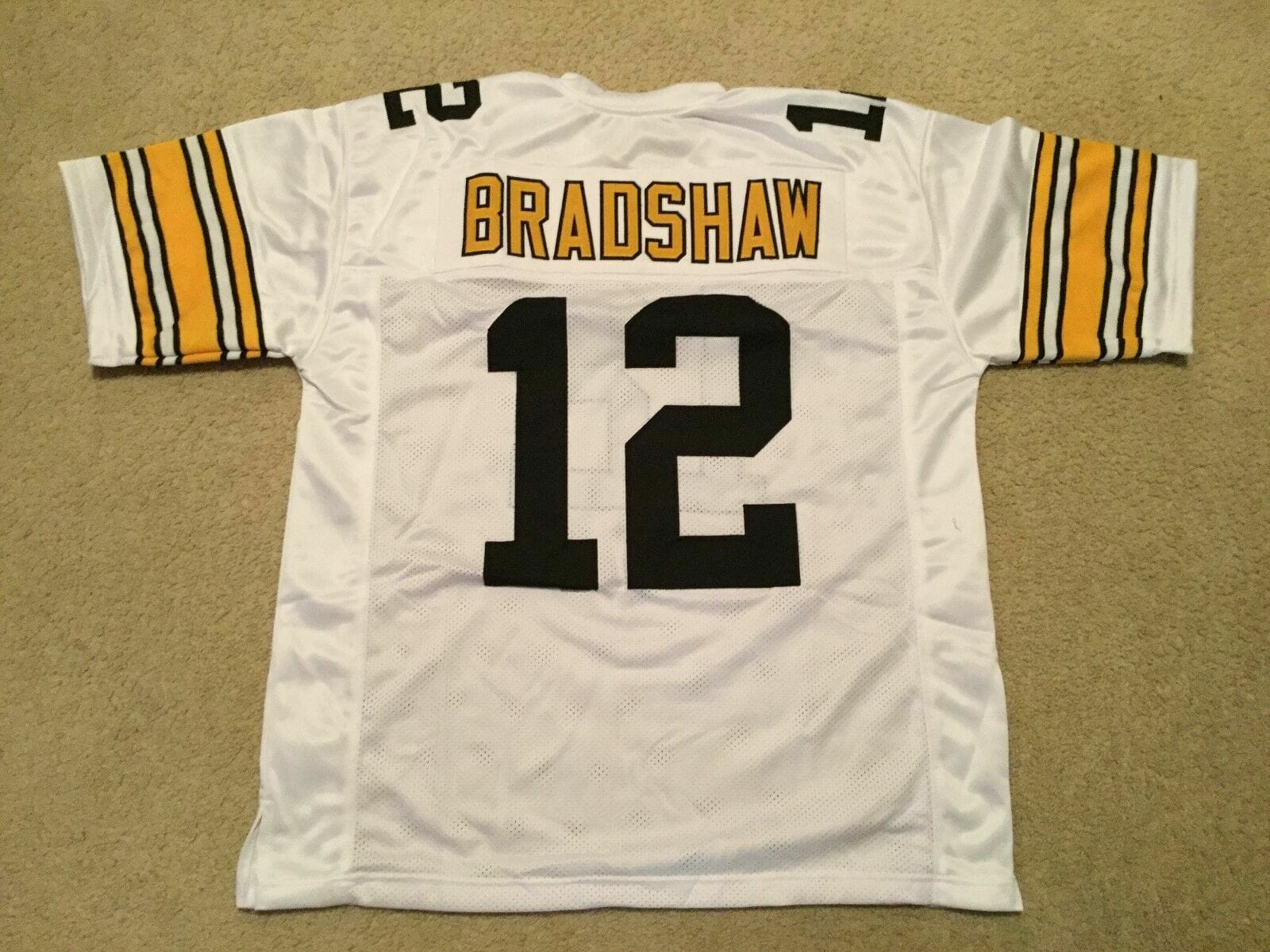 UNSIGNED CUSTOM Sewn Stitched Terry Bradshaw White Jersey