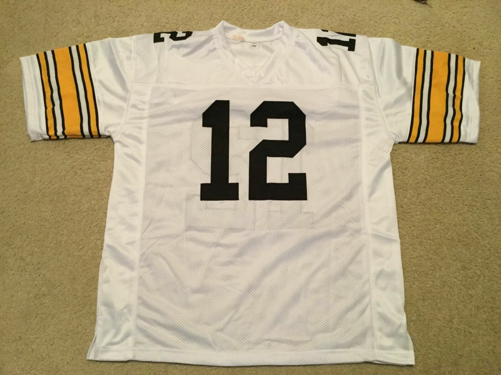 UNSIGNED CUSTOM Sewn Stitched Terry Bradshaw White Jersey