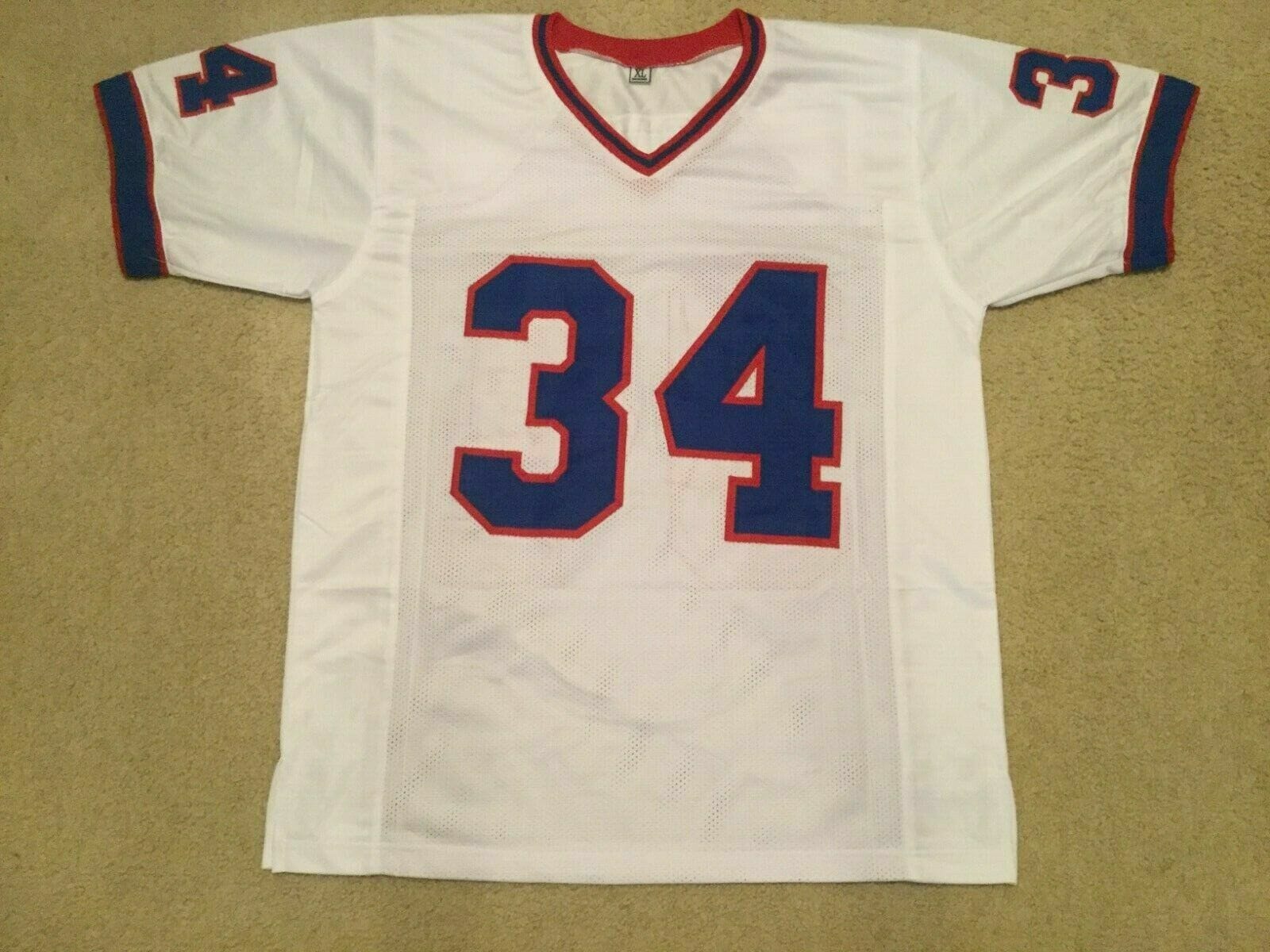UNSIGNED CUSTOM Sewn Stitched Thurman Thomas White Jersey