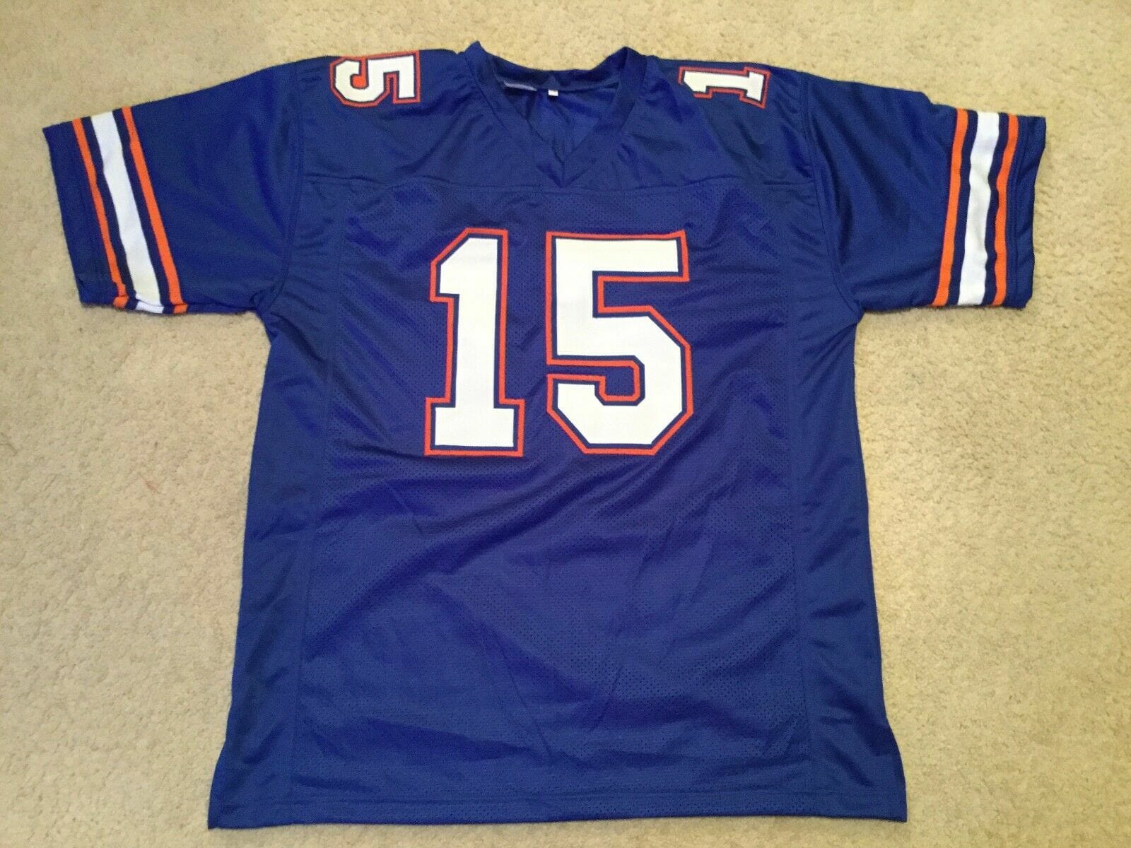 UNSIGNED CUSTOM Sewn Stitched Tim Tebow blue Jersey