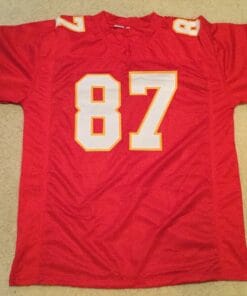 UNSIGNED CUSTOM Sewn Stitched Travis Kelce Red Jersey