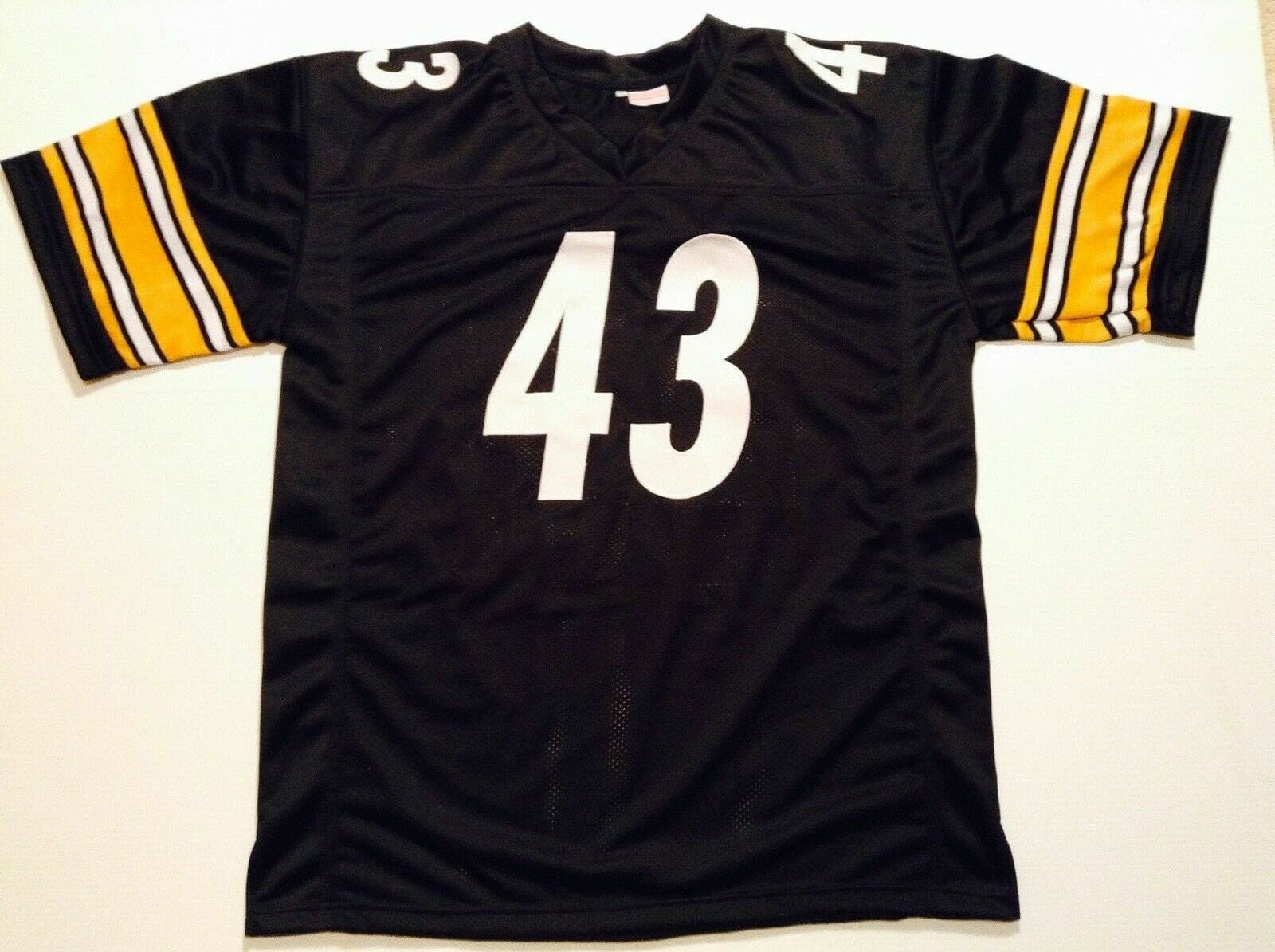 UNSIGNED CUSTOM Sewn Stitched Troy Polamalu Black Jersey