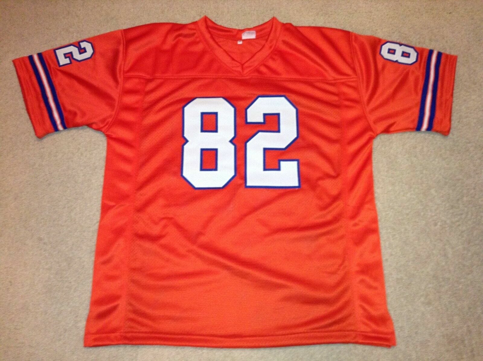 UNSIGNED CUSTOM Sewn Stitched Vance Johnson Orange Jersey