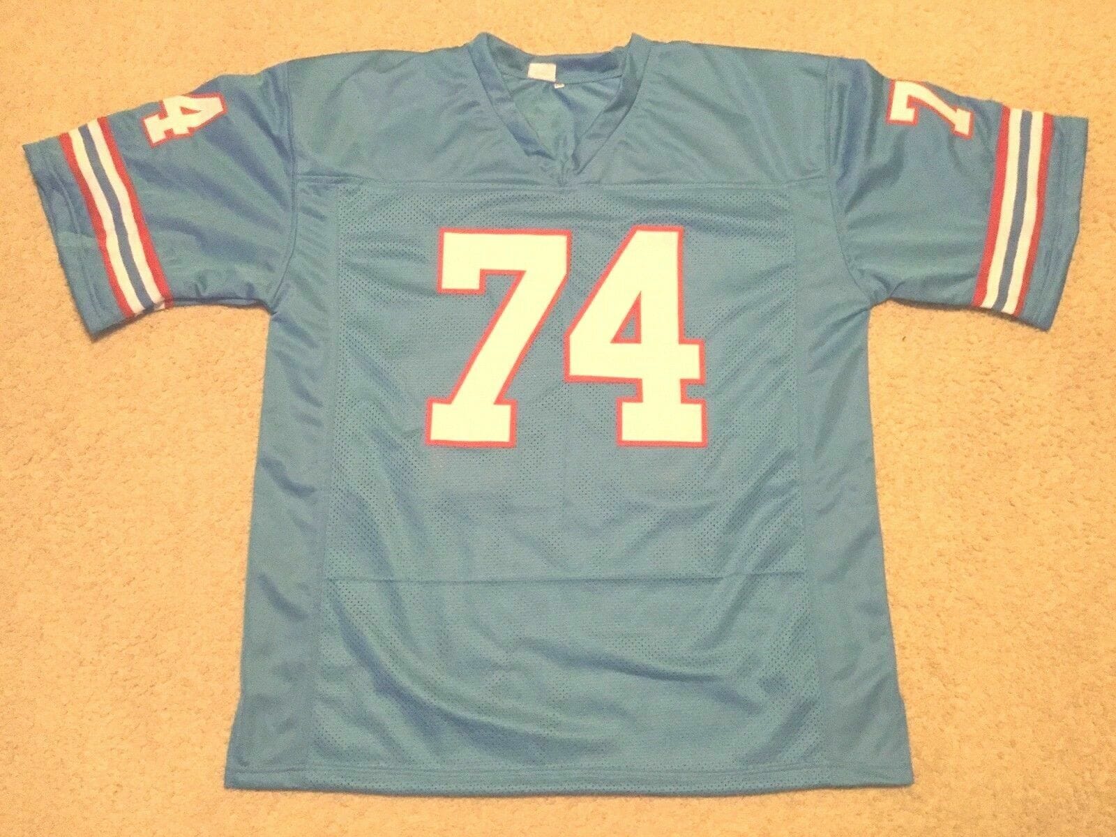 UNSIGNED CUSTOM Sewn Stitched Bruce Matthews No Trim Blue Jersey