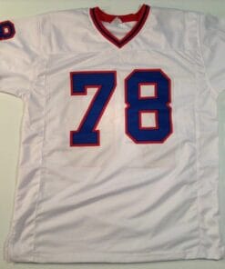 UNSIGNED CUSTOM Sewn Stitched Bruce Smith White Jersey